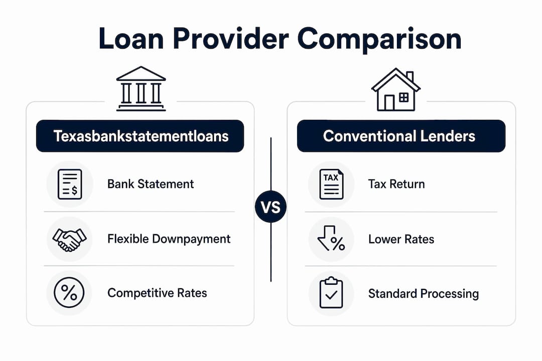 Infographic comparing Texas mortgage lenders alternatives