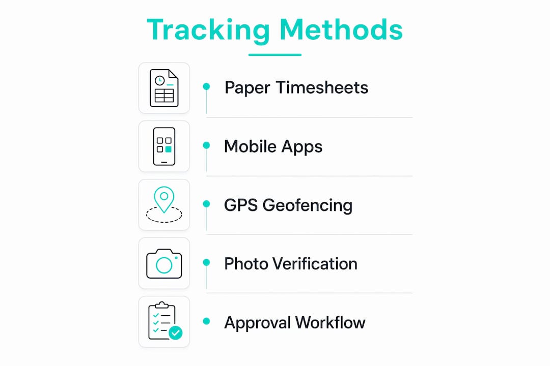 Infographic showing subcontractor time tracking methods