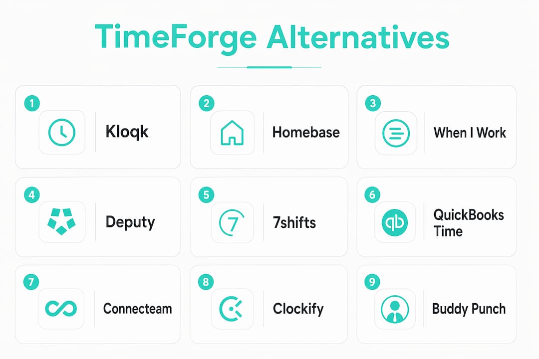 Infographic showing ranked TimeForge alternatives