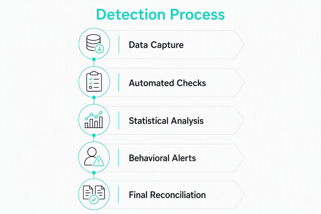 Infographic illustrating payroll discrepancy detection steps