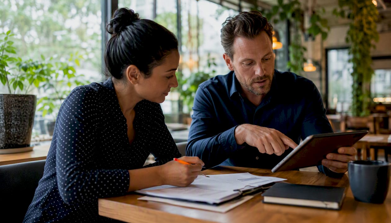 Diverse professionals discussing mortgage payments