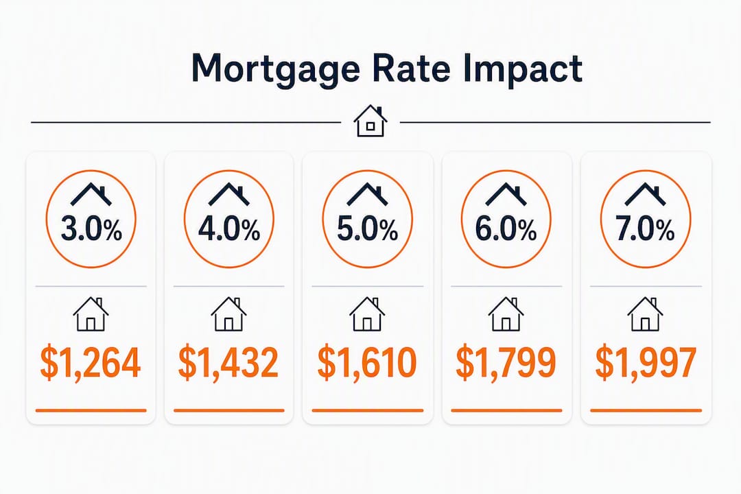 Infographic showing monthly payment by interest rate