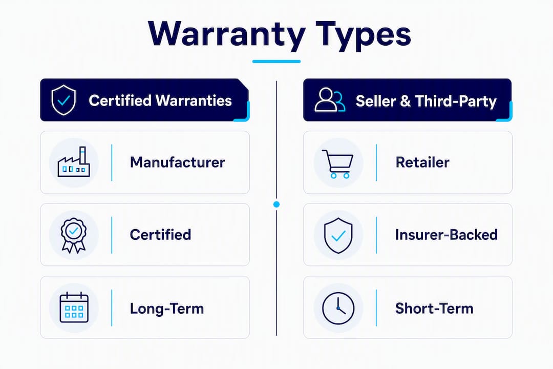 Infographic comparing types of refurbished phone warranties
