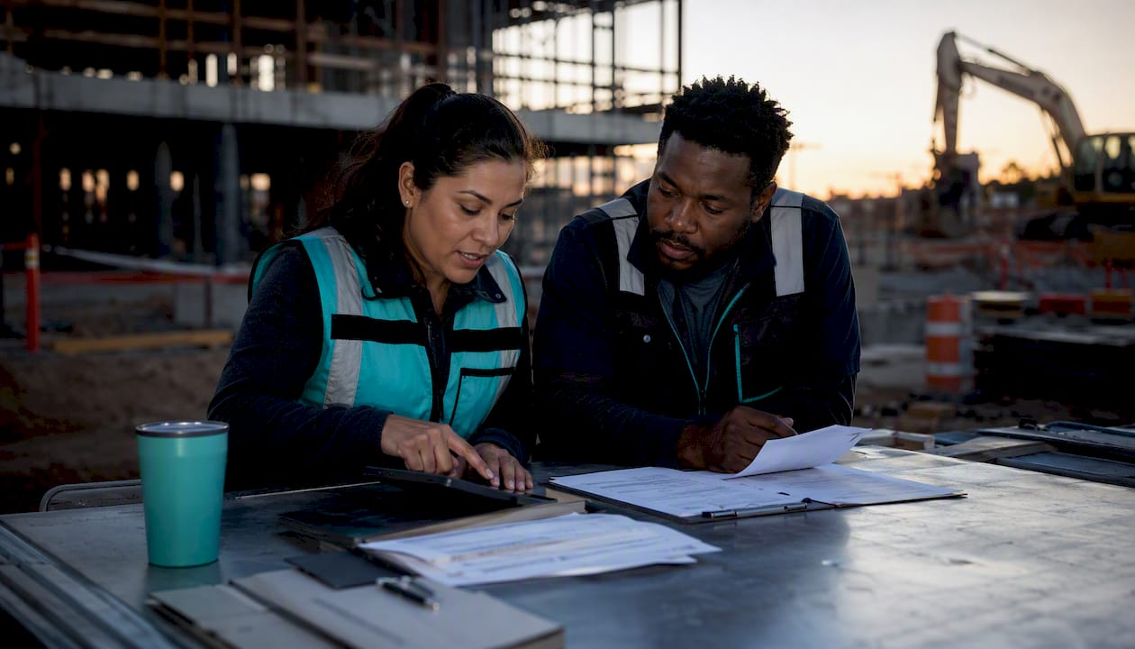 Supervisors coordinating subcontractor payroll tracking