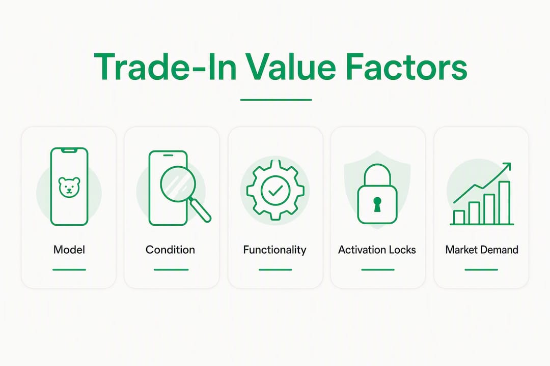 Infographic showing Samsung trade-in value calculation factors
