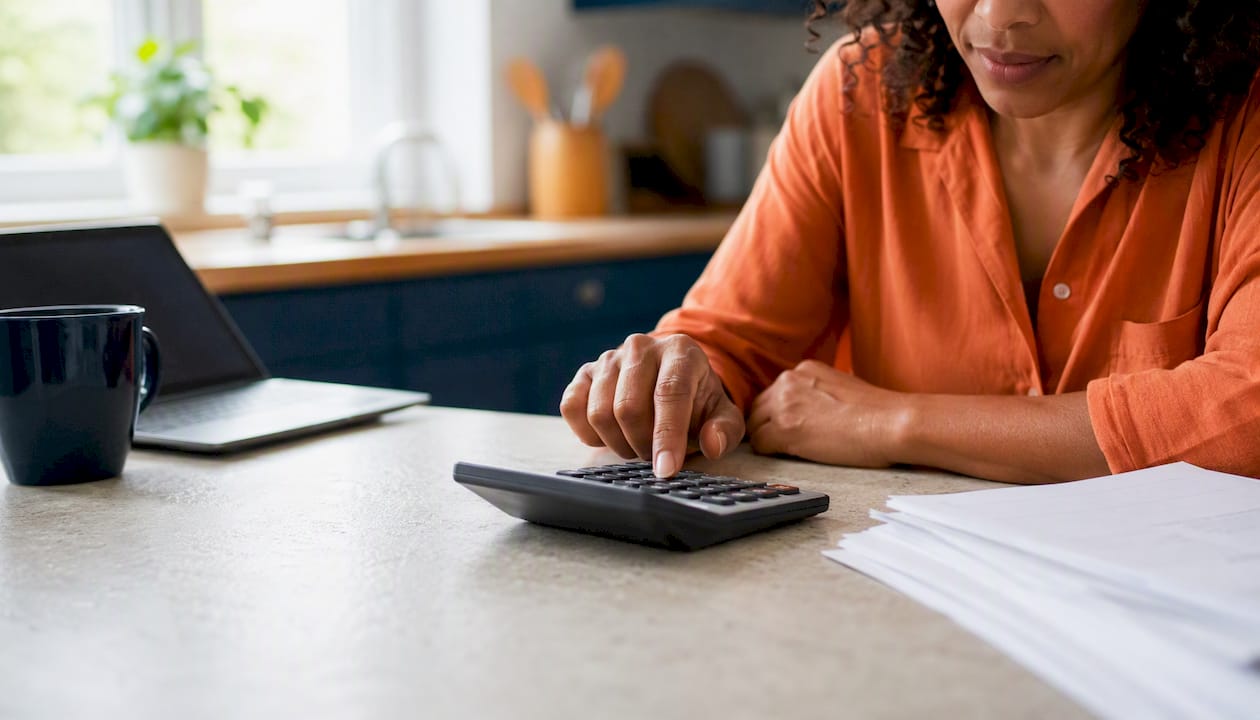 Hand calculating income from bank statements