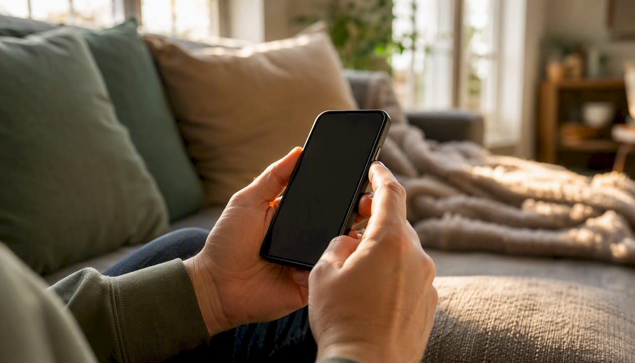 Hands powering on phone to check activation lock