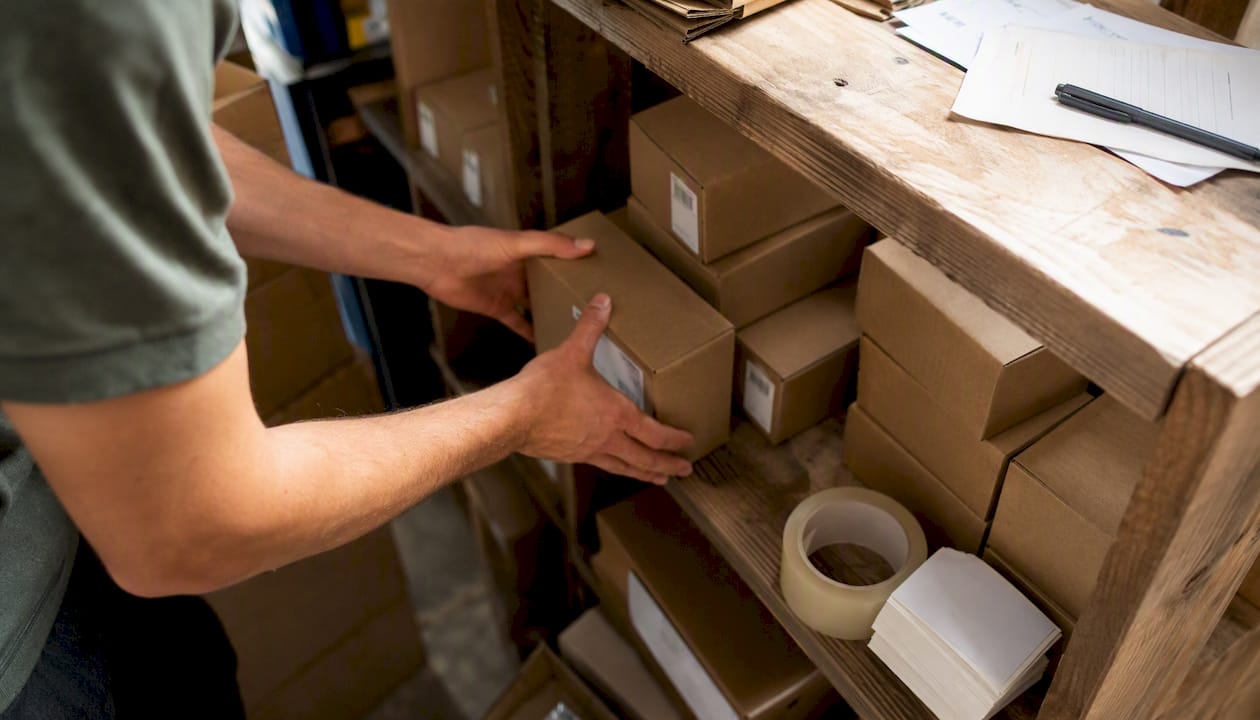 Hands counting packages for stock replenishment