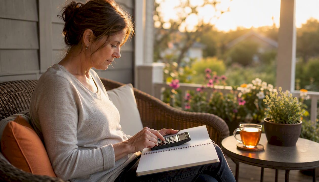 Self-employed person calculating mortgage finances