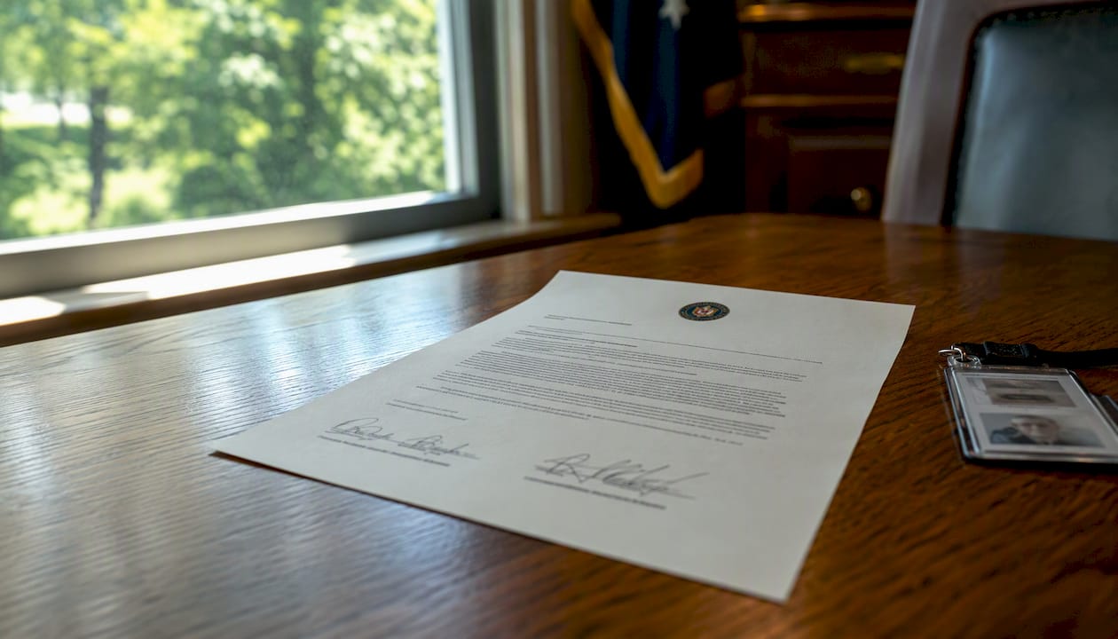 Signed military memorandum on desk