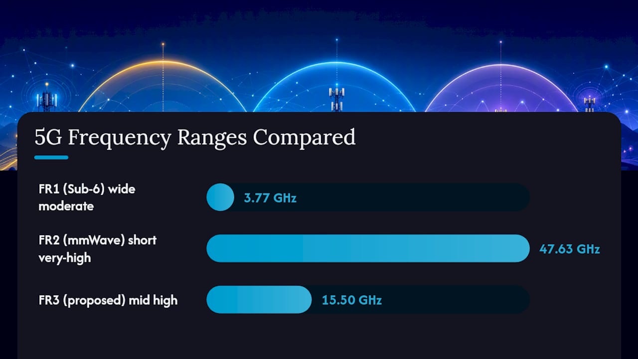 Diagram comparing 5G frequency types and coverage