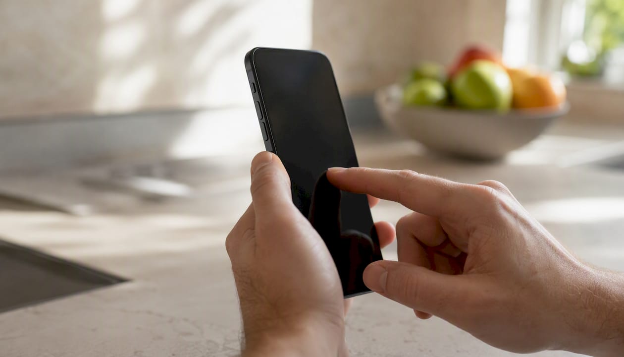 Hands initiating factory reset on smartphone