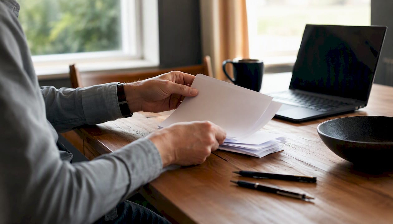 Hands writing notes for financial records