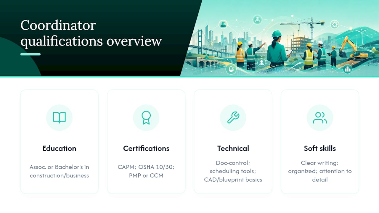 Diagram of construction coordinator qualifications and skills