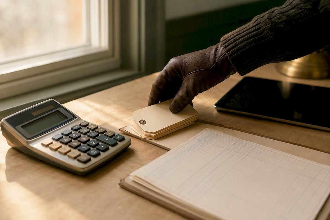 Audit tools arranged on desk