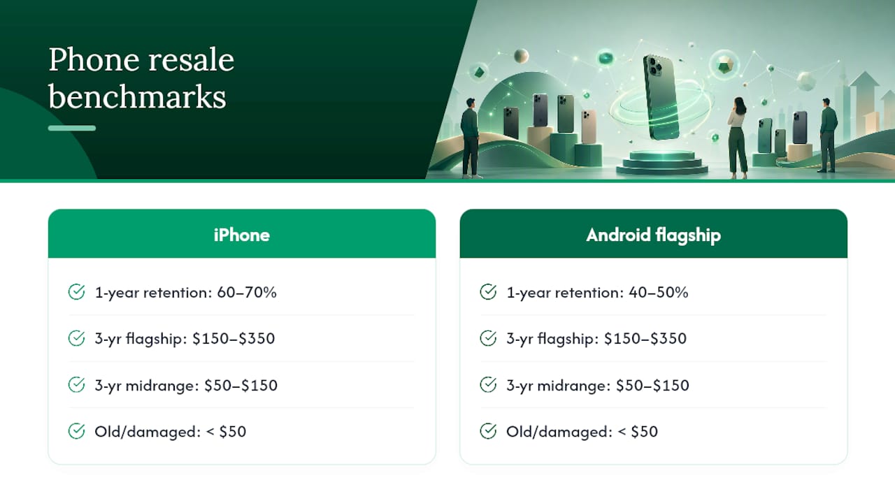 Diagram of phone resale retention and price ranges