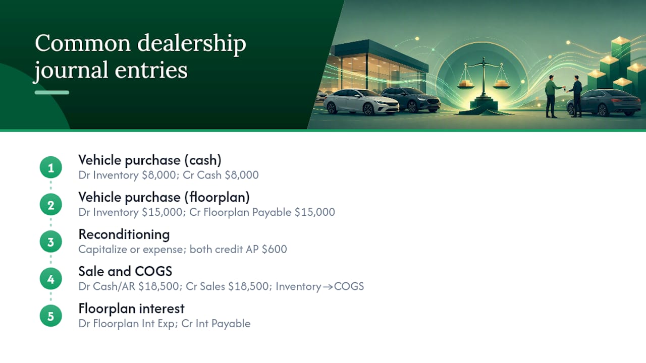 Diagram of common dealership journal entries