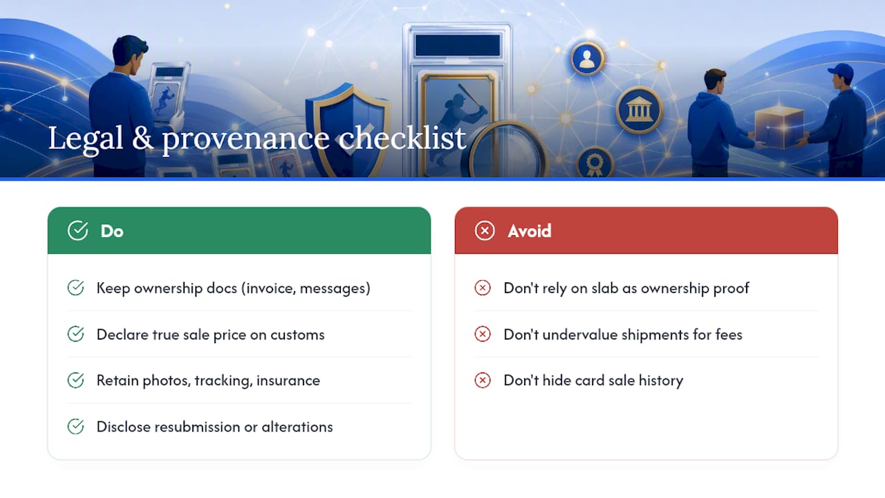 What Legal and Provenance Issues Come Up When Selling Graded Cards? — overview diagram