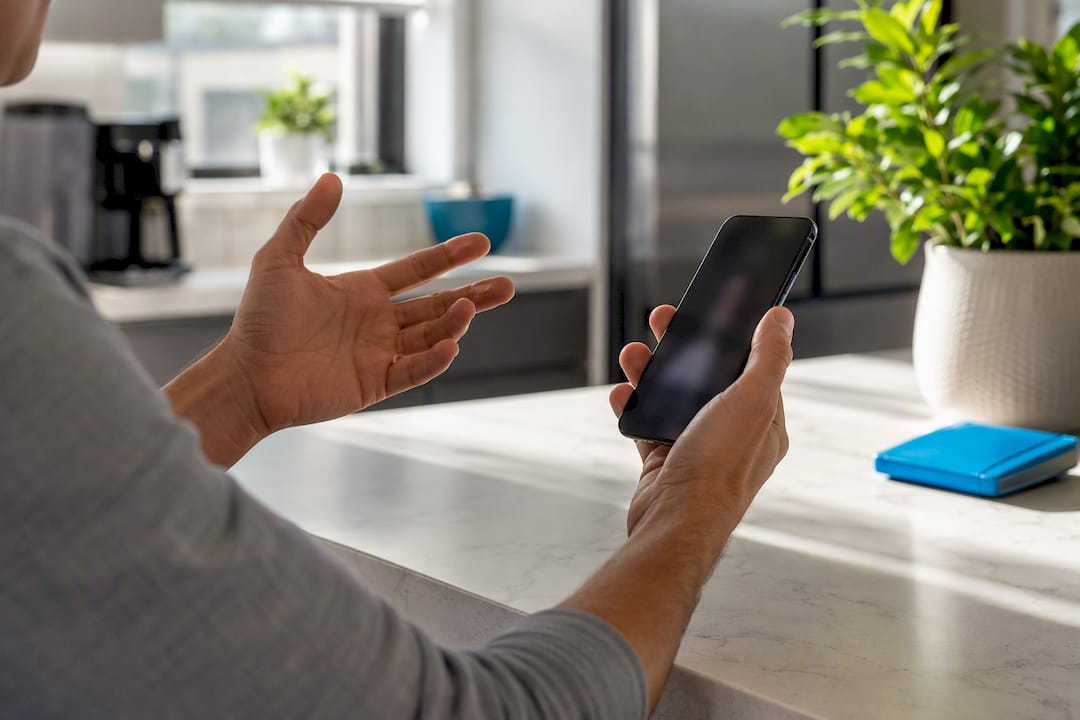 Hands demonstrating live phone reset remotely