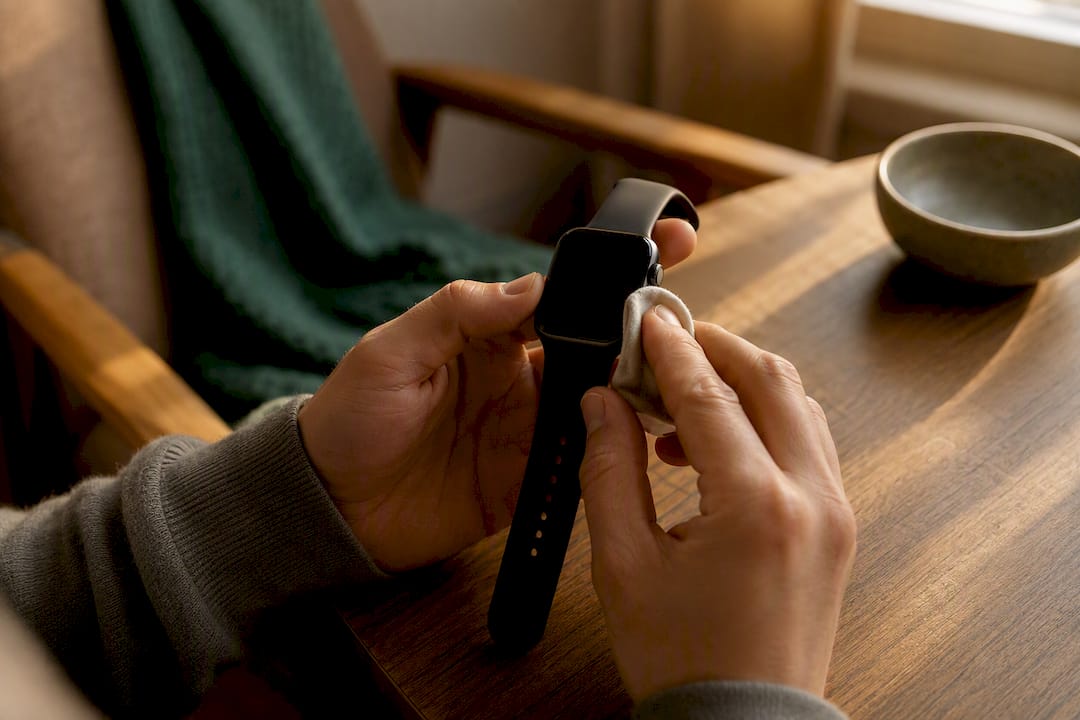 Hands erasing smartwatch without phone