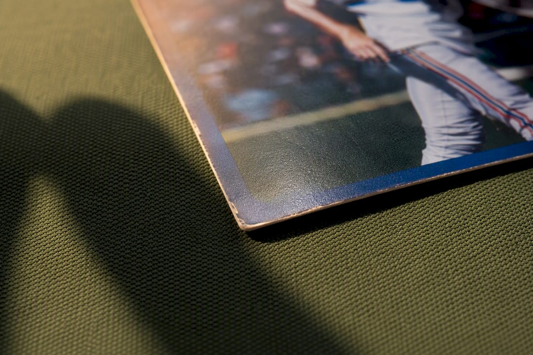 Close-up of sports card corners and surface