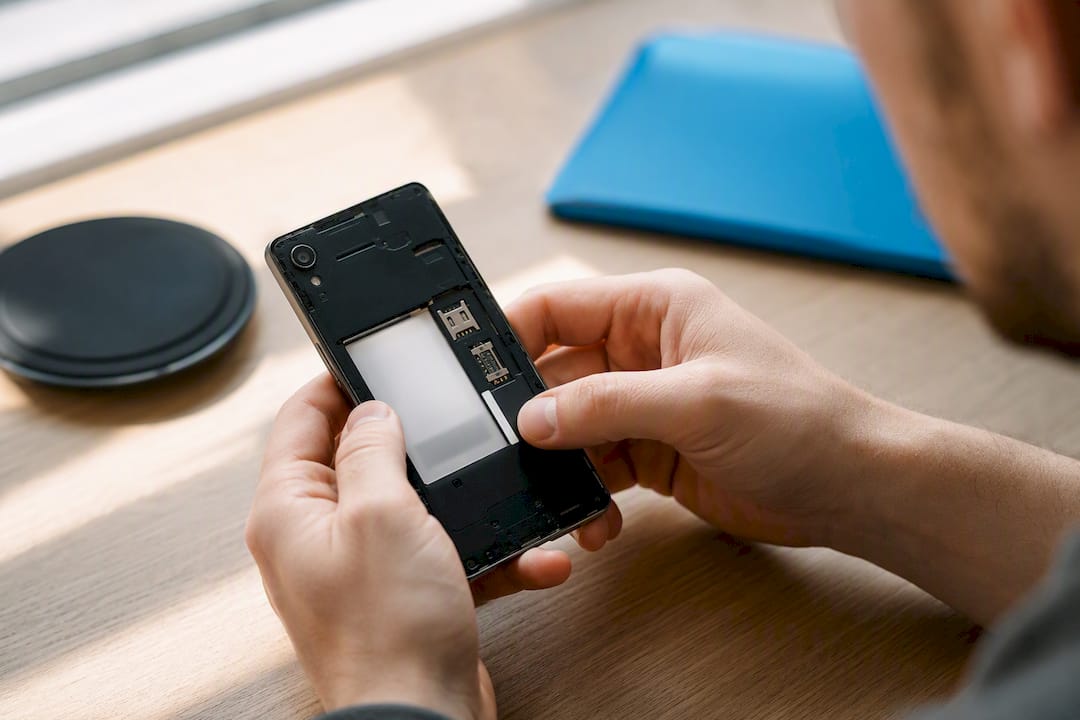 Hands verifying IMEI on unlocked phone