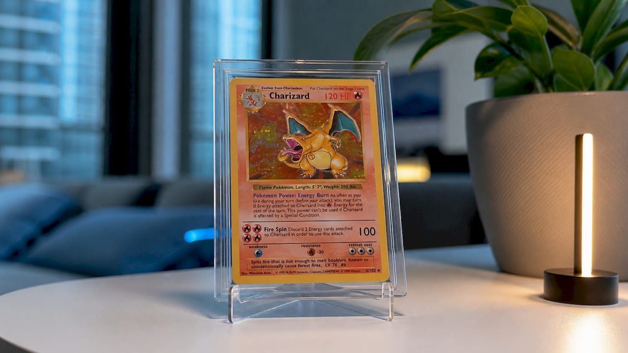 Japanese No Rarity Charizard card on display