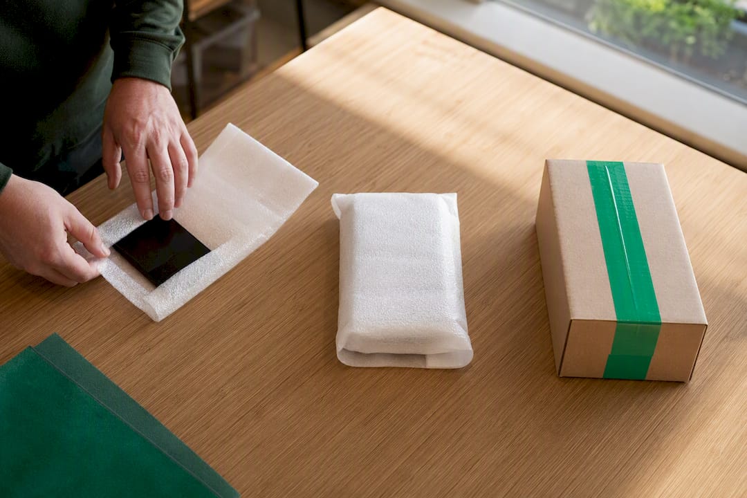 Phone packaging stages documented before shipping