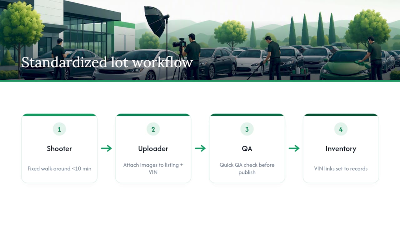 Three-stage dealer photo quality workflow