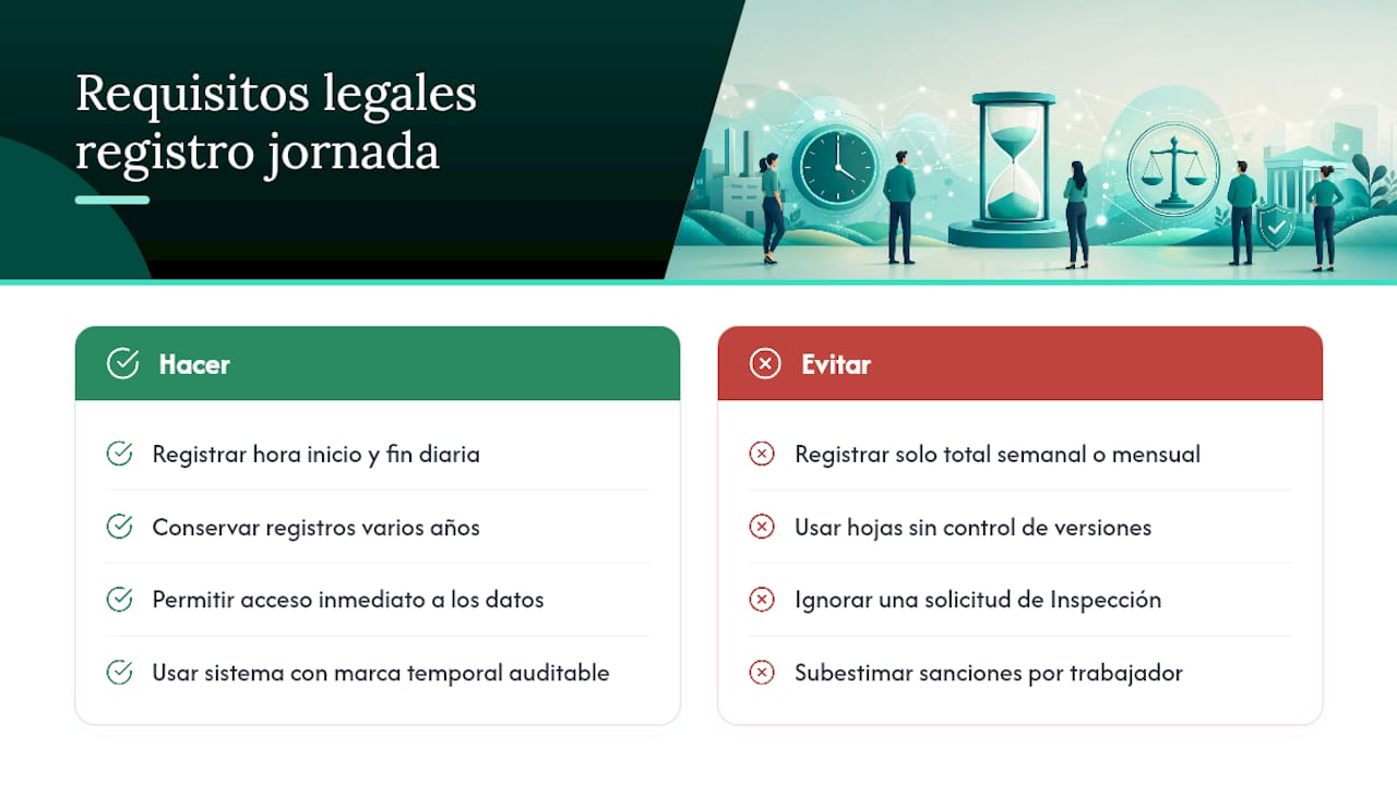 Obligaciones legales en España sobre el control de jornada, overview diagram