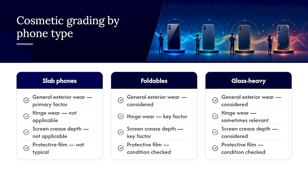 Comparison of grading factors by phone design