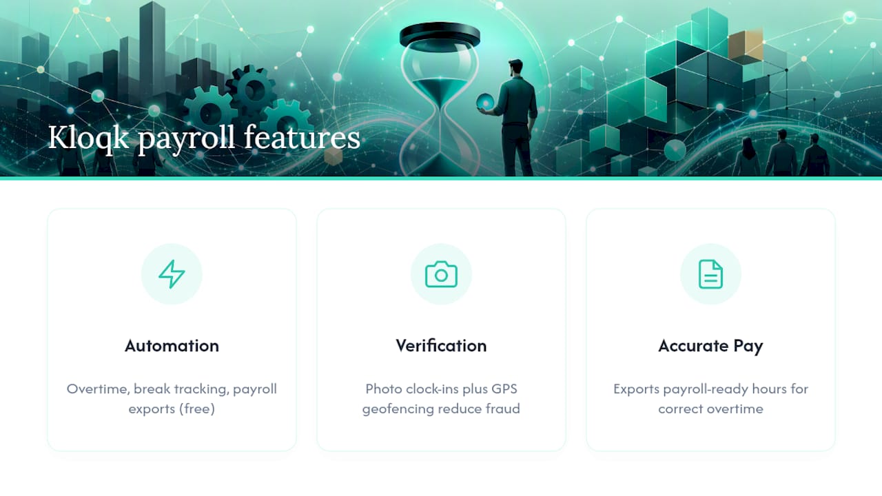 Kloqk: Turning Clock-Ins Into Payroll-Ready Overtime Numbers, overview diagram