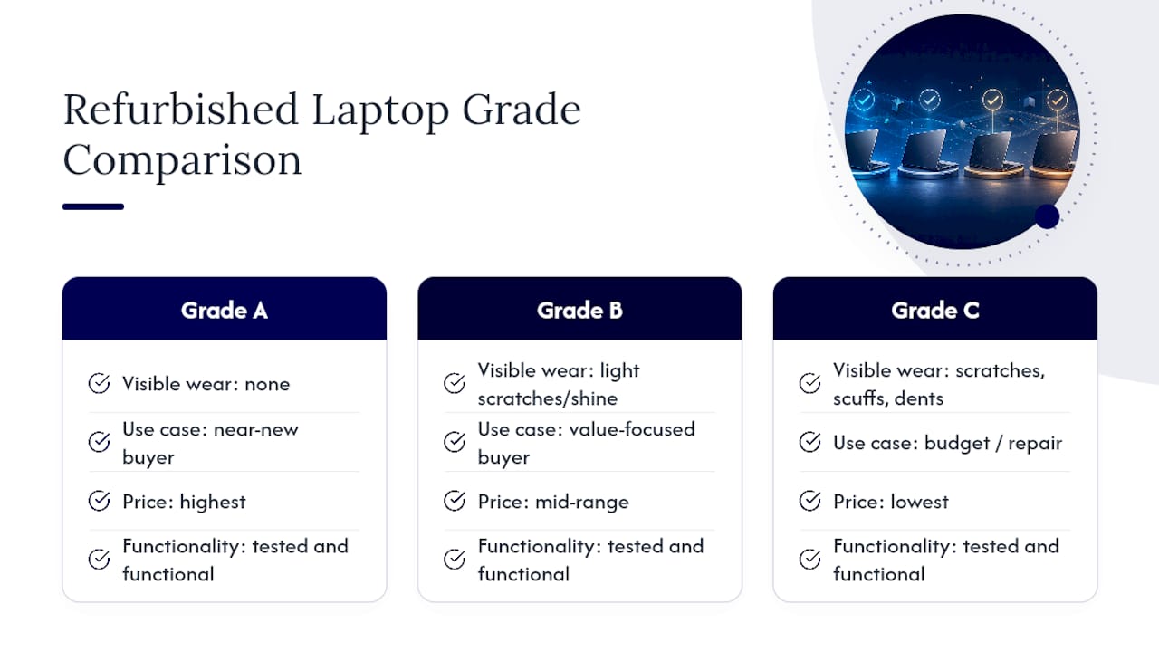 Comparison of refurbished laptop grades