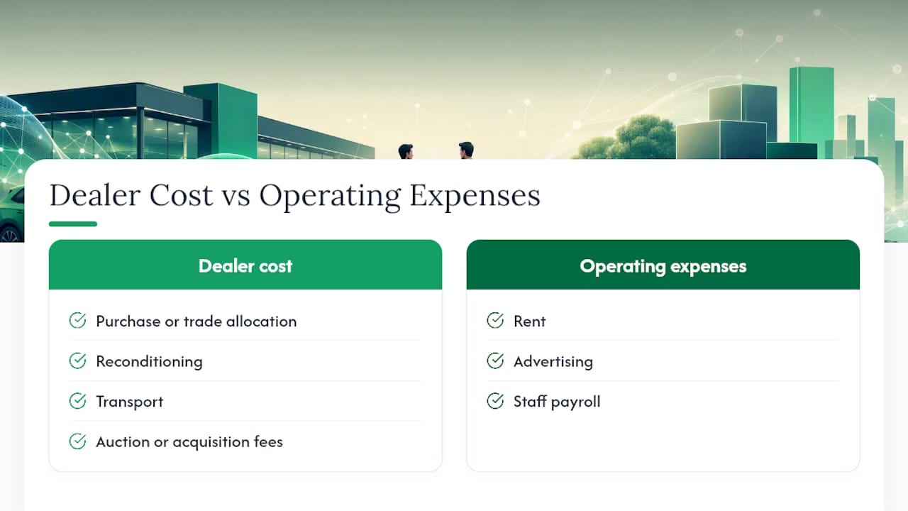 Dealer costs versus operating expenses
