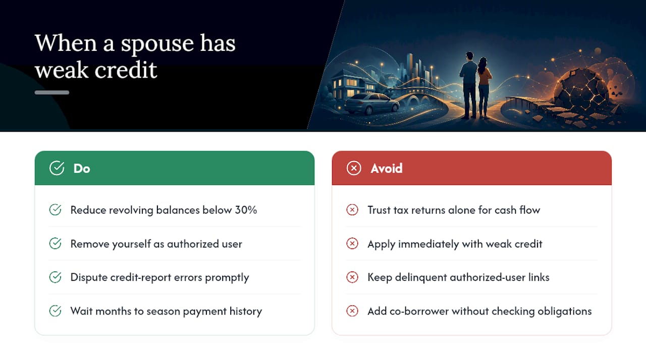 Strategies When a Spouse Has Low Credit or Irregular Income, overview diagram