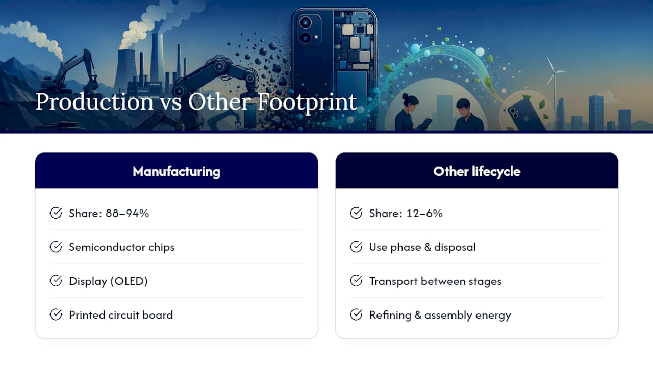 Smartphone carbon footprint production breakdown