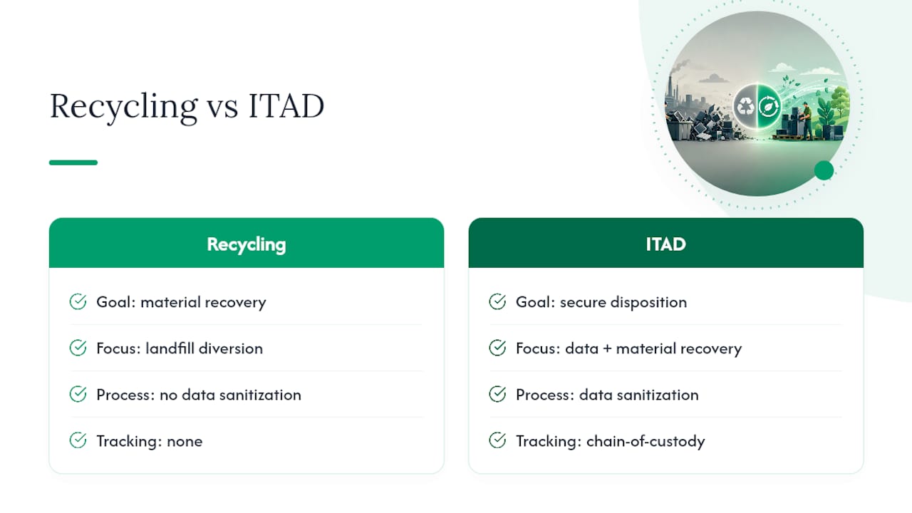 ITAD and recycling process comparison