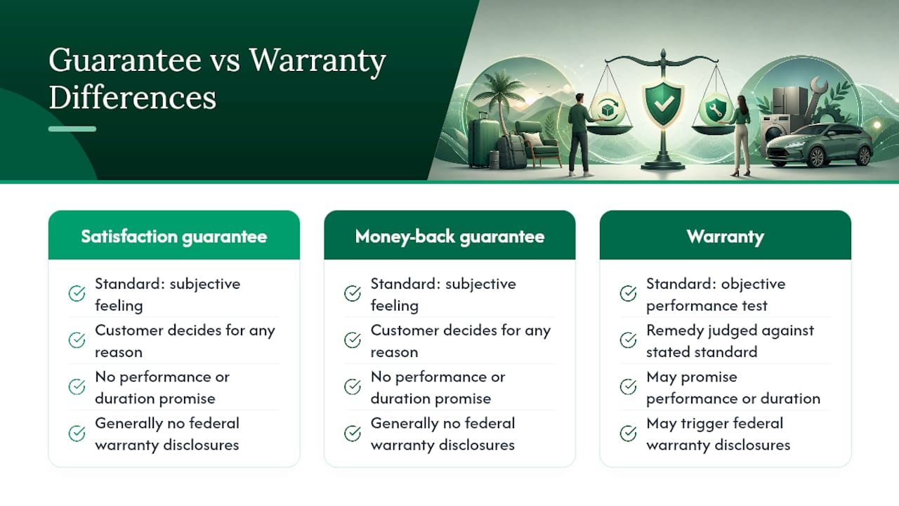 Comparison of guarantees and warranties