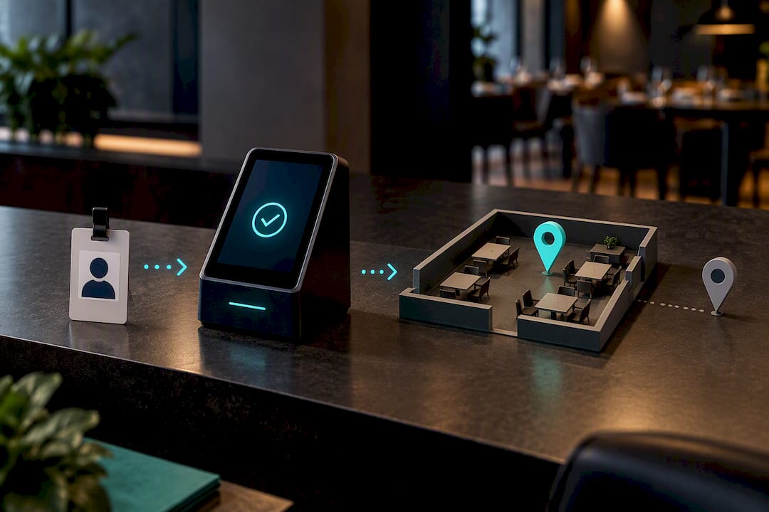 Illustration of clock-in identity and location checks