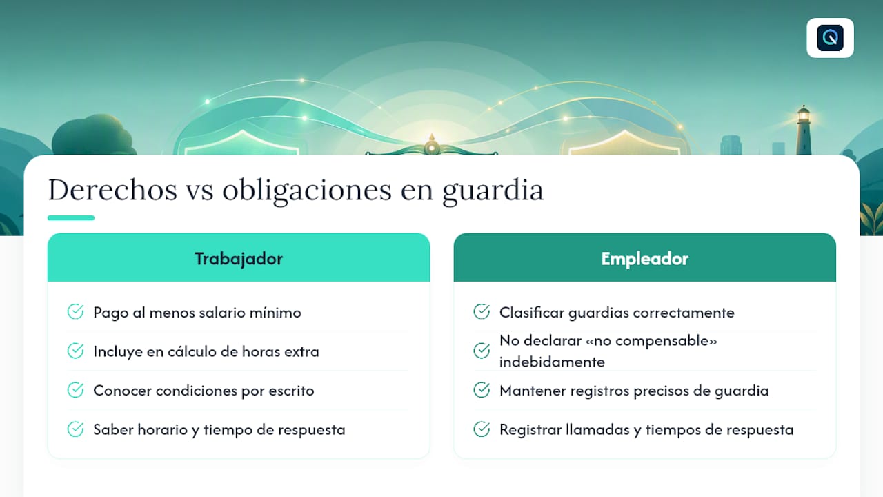 Derechos del trabajador y obligaciones del empleador durante la guardia, overview diagram