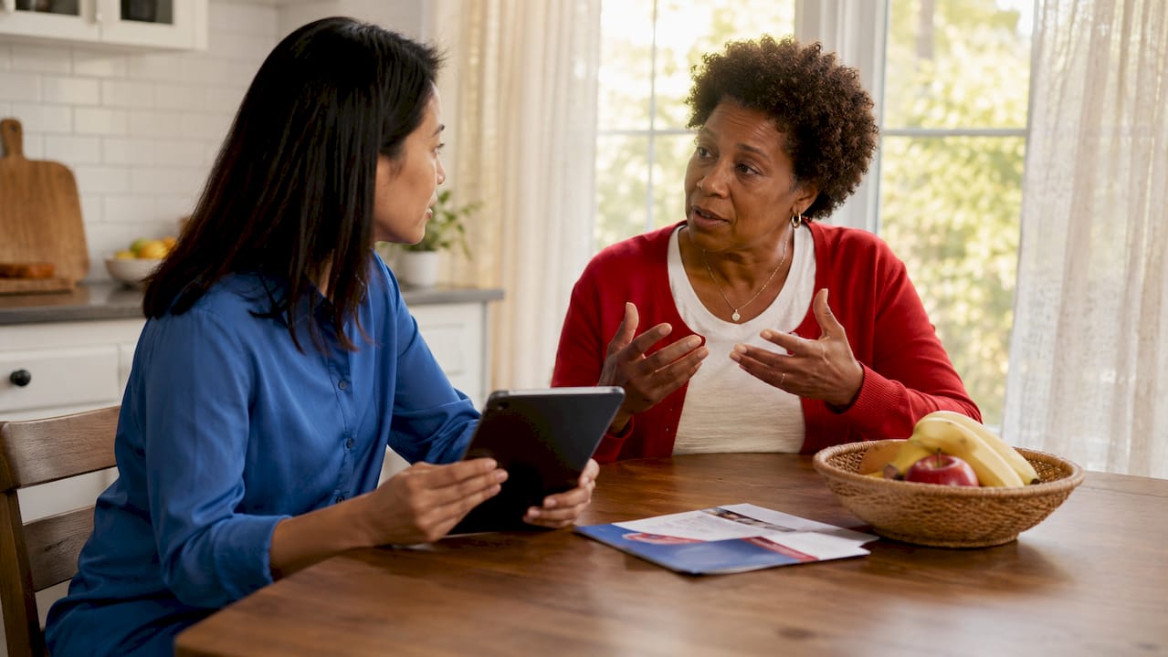Care manager discussing care options with family