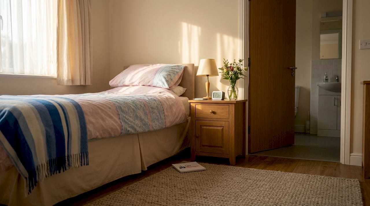 Prepared bedroom for live-in dementia carer