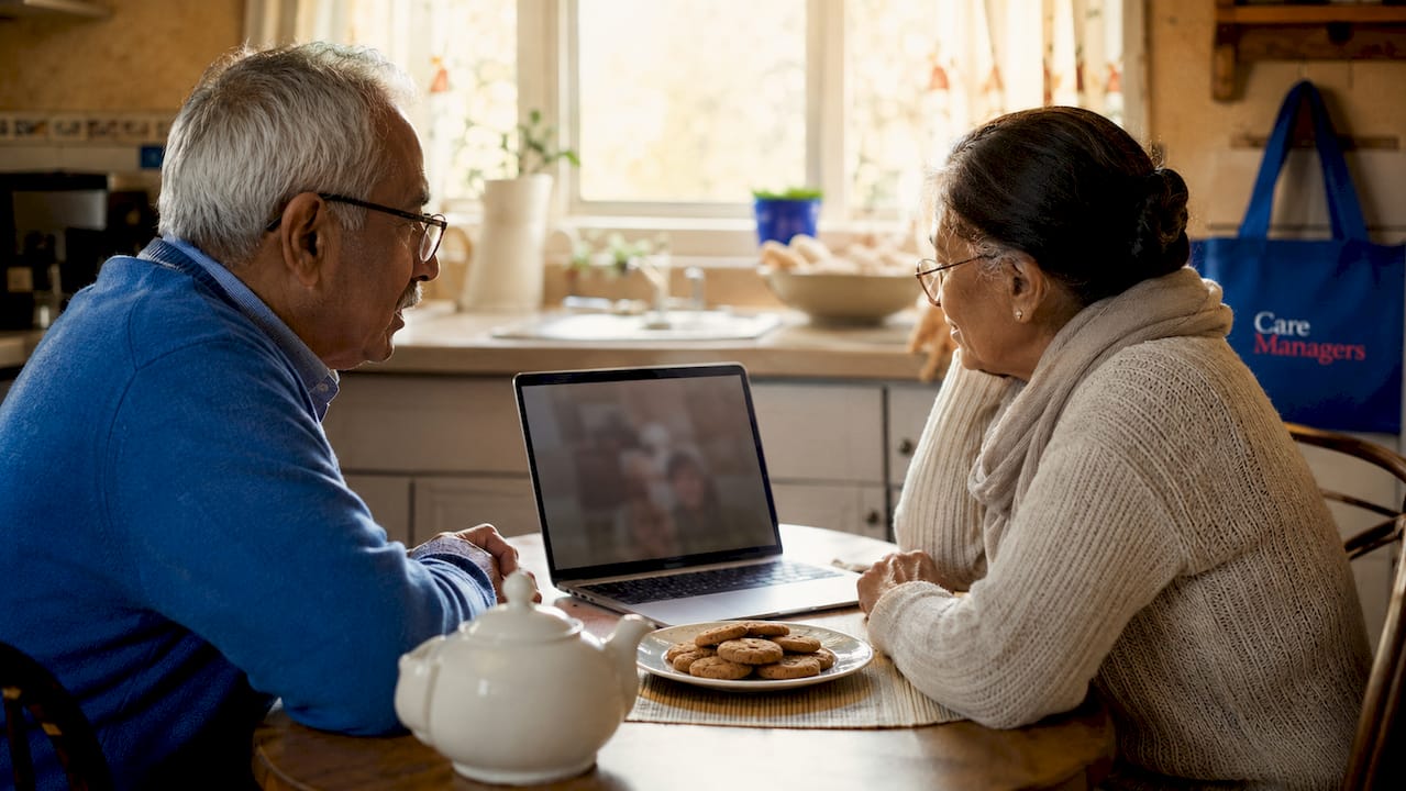 Siblings using video call for elderly care