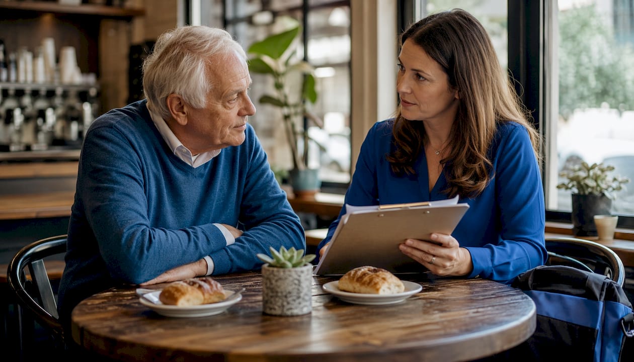 Family discussing care needs assessment documents