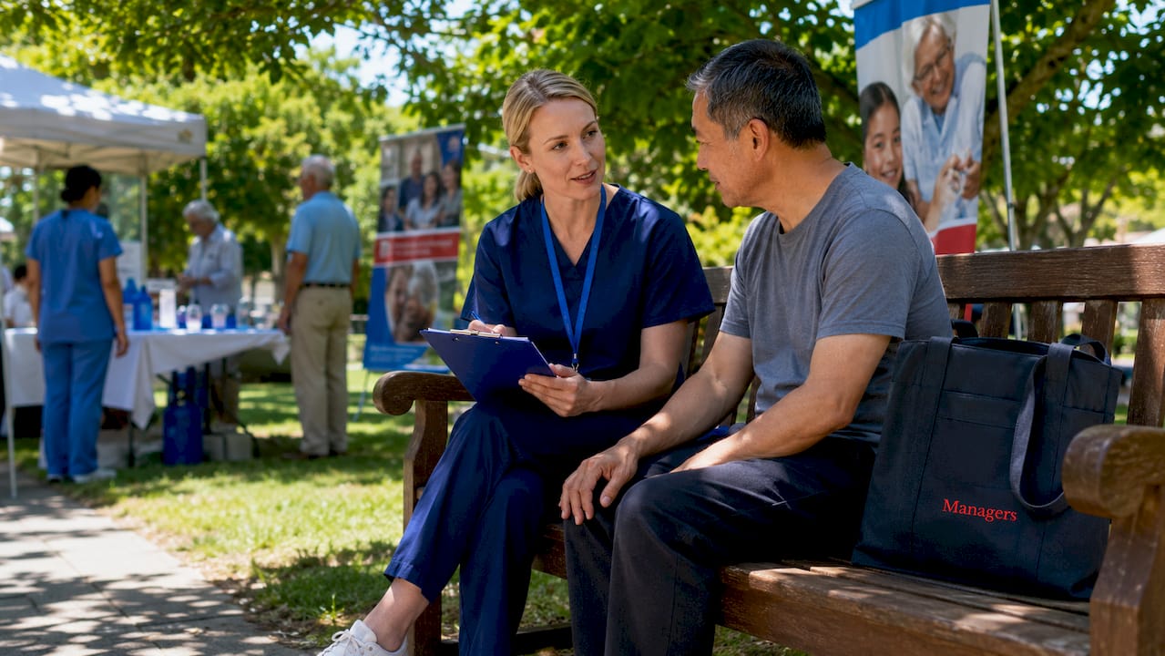 Nurse discussing temporary contract roles with patient