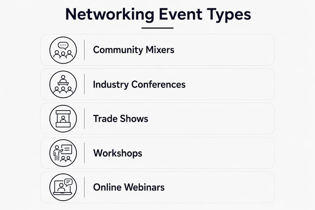 Infographic listing effective networking event types