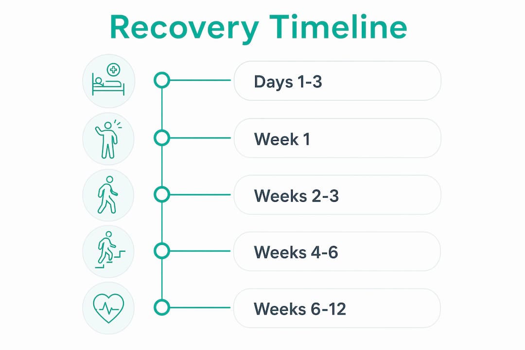 Visual timeline of bariatric surgery recovery stages