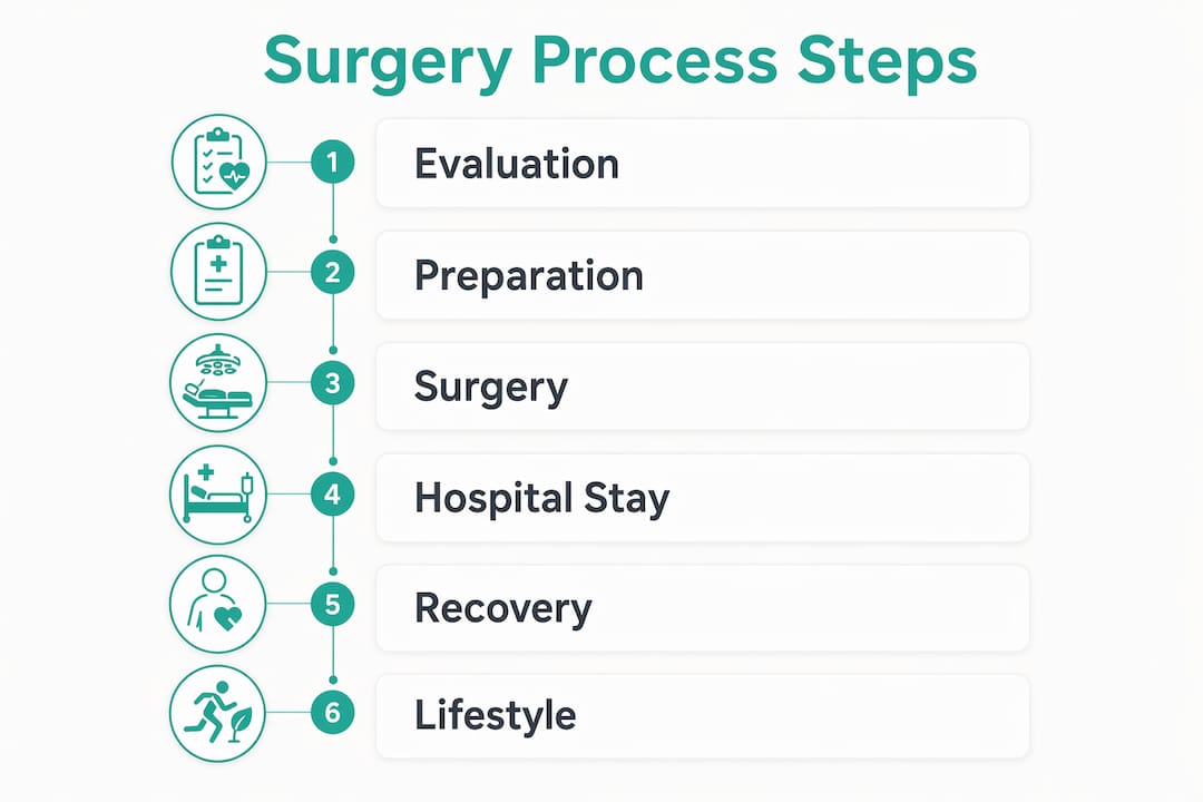 Infographic showing steps of weight loss surgery process