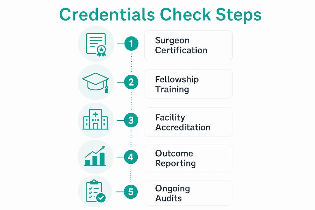 Infographic outlining bariatric surgery credential verification steps