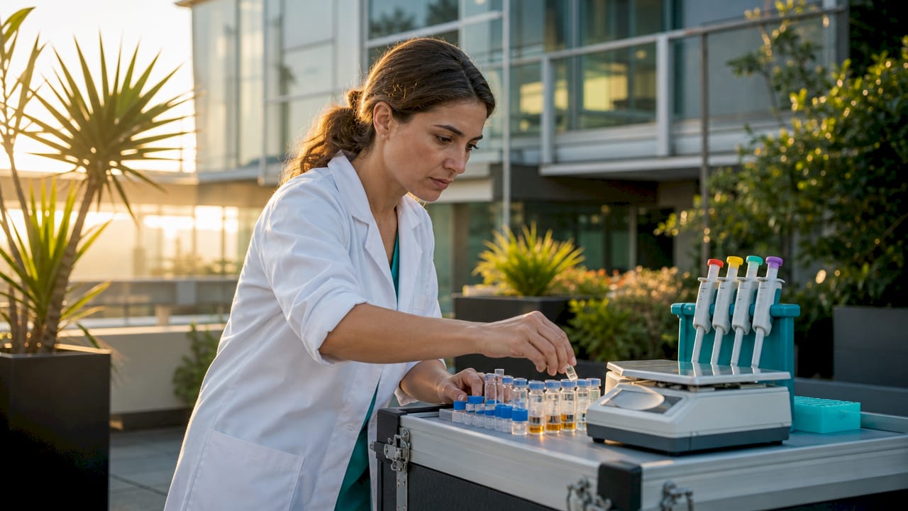 Scientist preparing gut hormone samples in lab